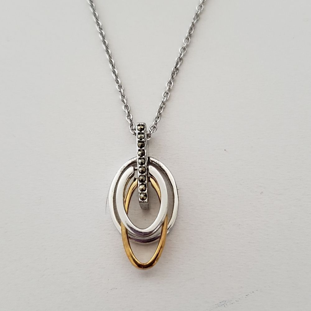 Judith Jack Sterling Silver Swarovski Crystal Oval Pendant Necklace